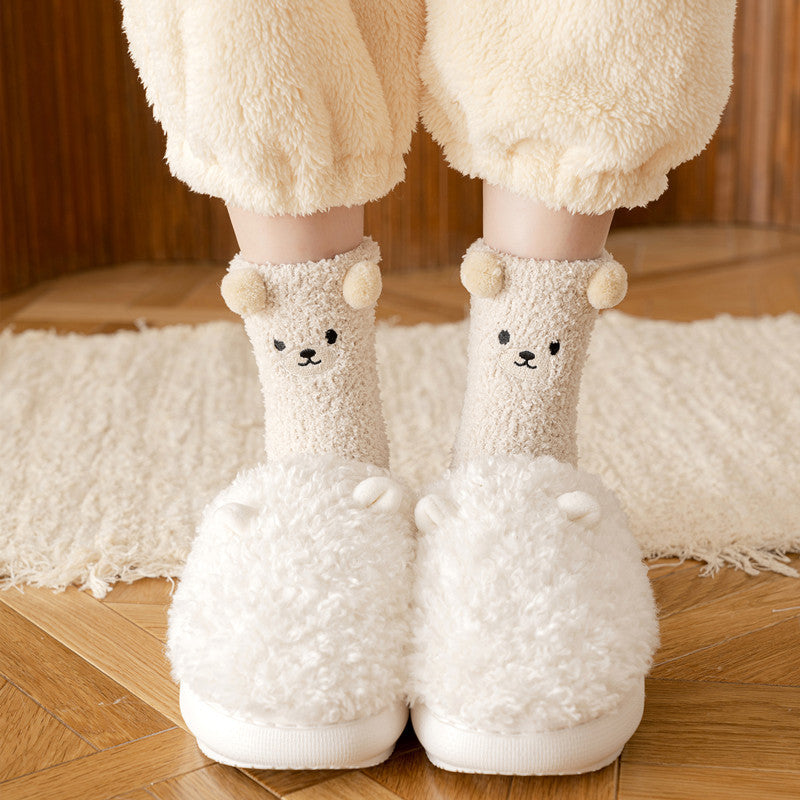 リラックスウォーム_レディース 裏起毛 プラッシュソックス 厚手 あったか 冬用