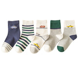 [ セット商品 ] キッズフレンズ＿＿キッズ コットンジャカードソックス 通気性 吸汗タイプ（5足）