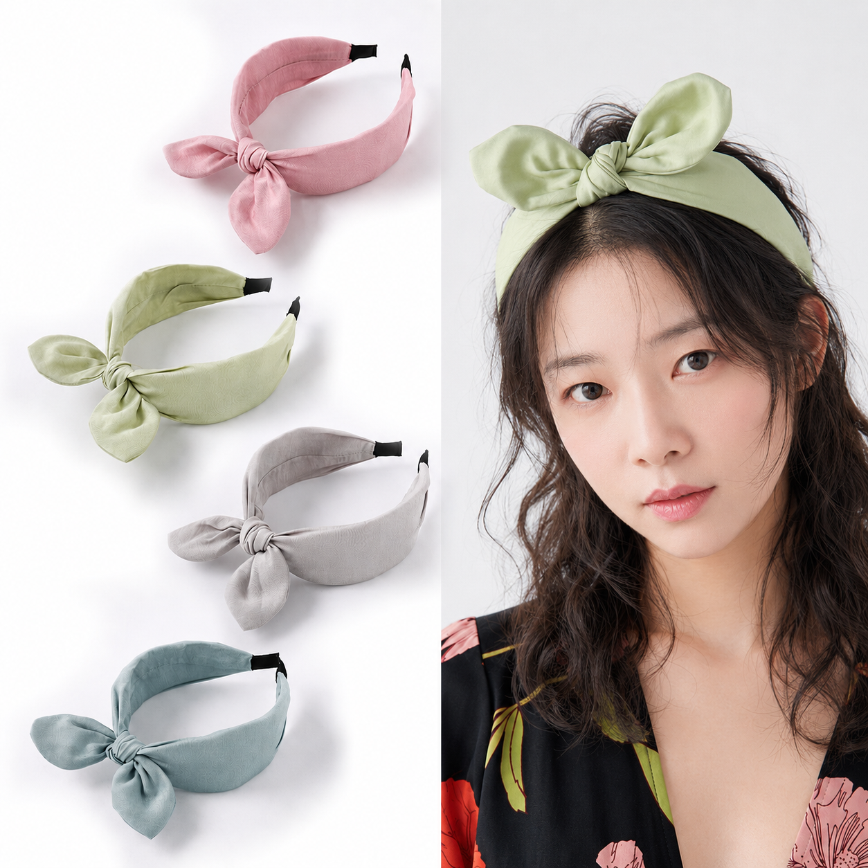 RABBIT BOW_うさ耳デザイン ヘアバンド レディース 無地